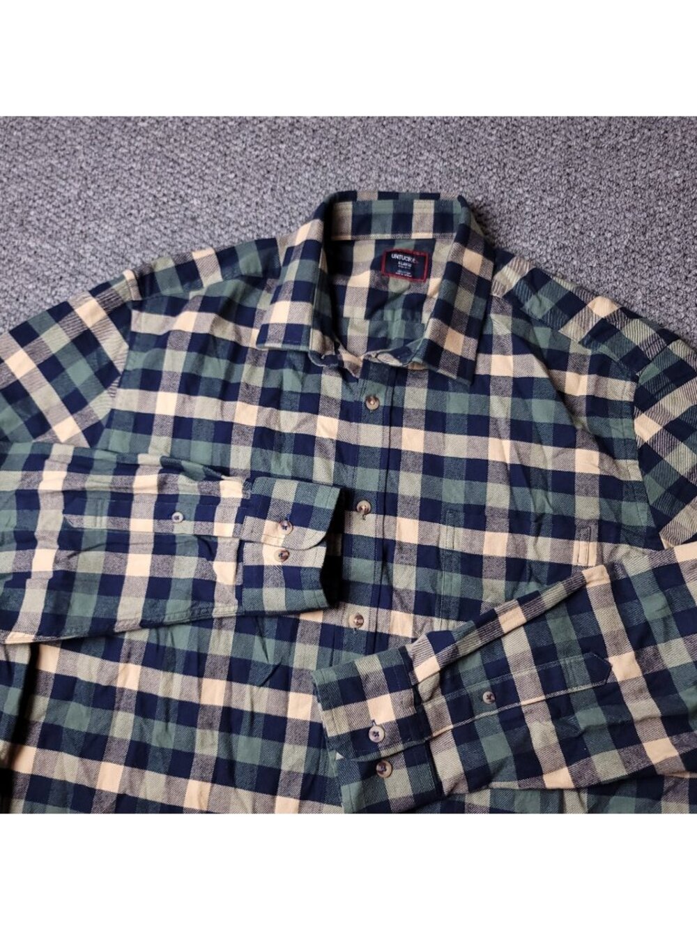 UNTUCKit Plenville Flannel Shirt Mens XL Green Plaid Button Long Sleeve Cotton